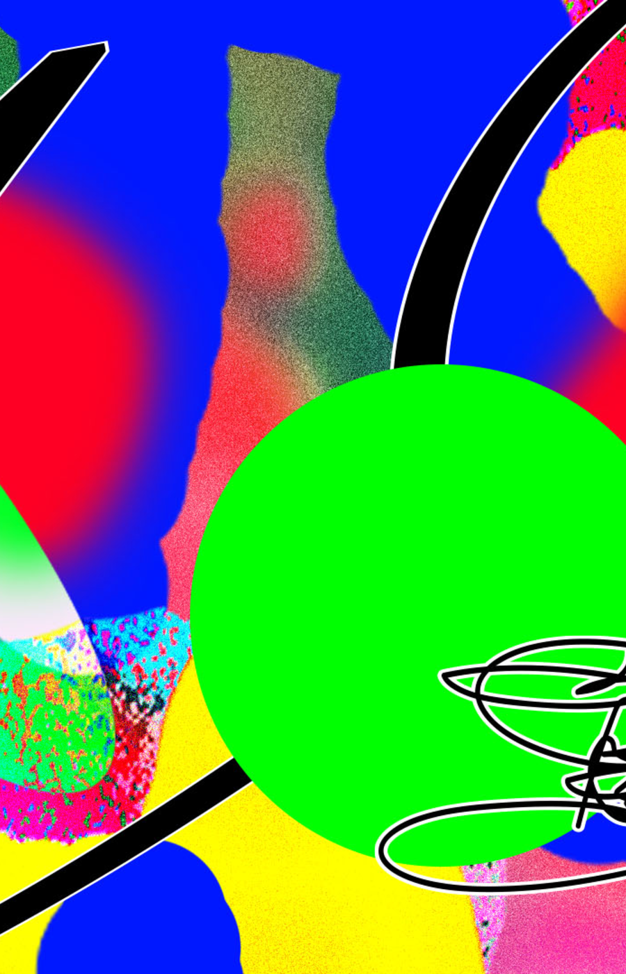 Colourful abstract illustration with Designs for a Cooler Planet logo on top.